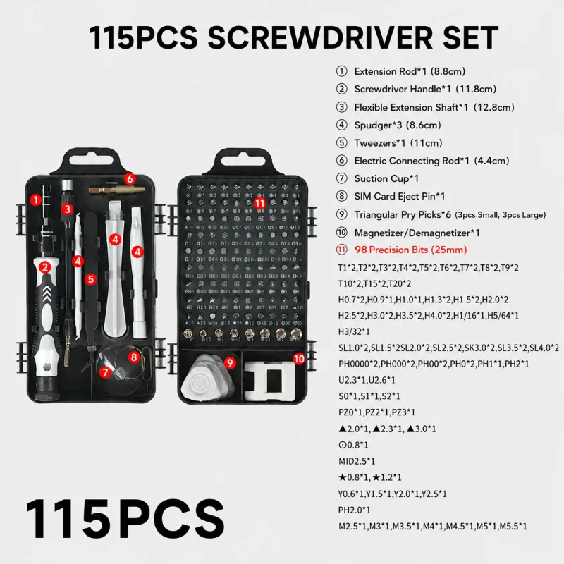 Portable 115in1 Magnetic Screw - Electronics Repair Training 评论和价格